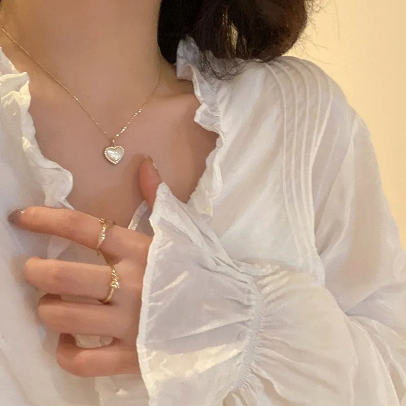 pearl inlaid heart, stainless necklace