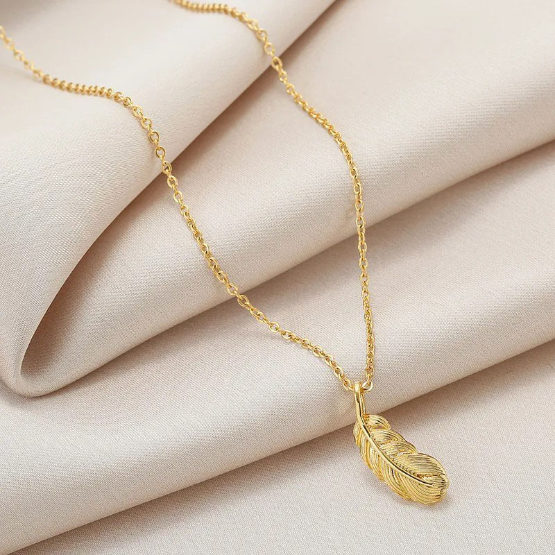 Small Feather, Stainless Steel Necklace