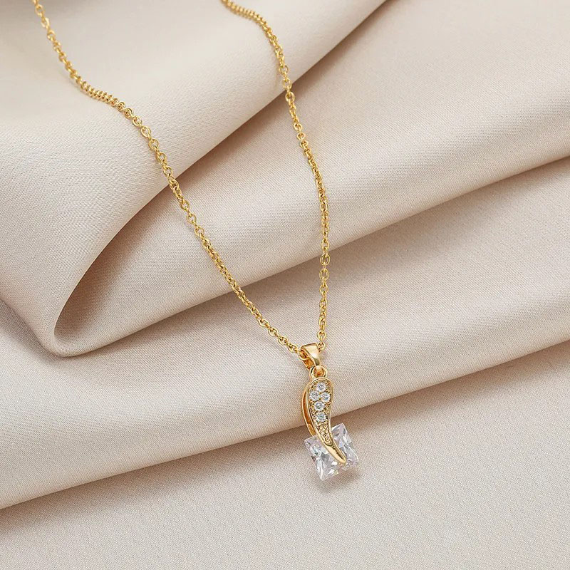 Square Diamond Fox, Stainless Steel Necklace