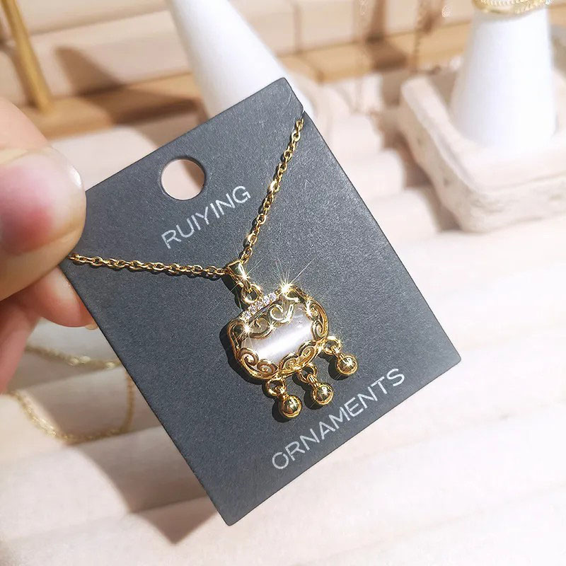 Opal Longevity, Lock, Stainless Steel Necklace