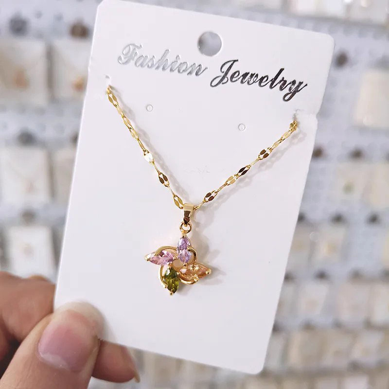 Color Zirconium Windmill, Stainless Steel Necklace