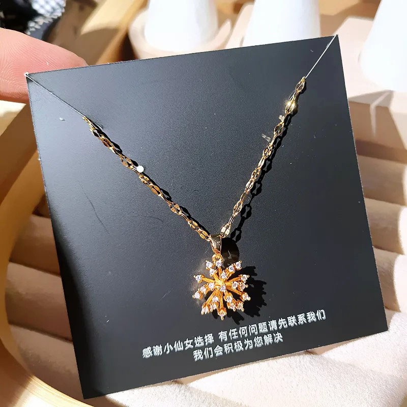 Fireworks, Zircon Inlaid, Stainless Steel Necklace