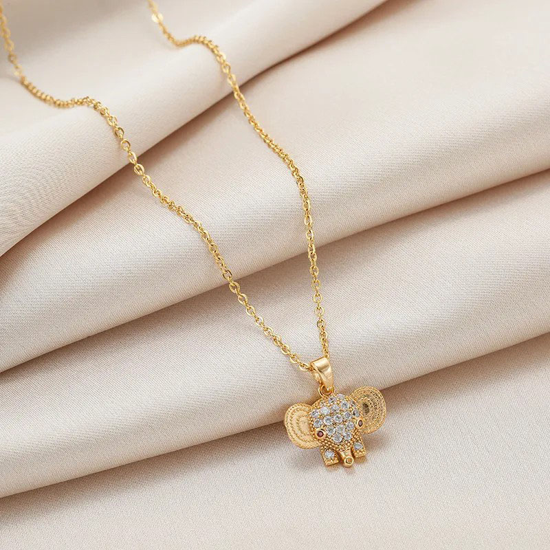 Auspicious Elephant, Zircon Inlaid Necklace