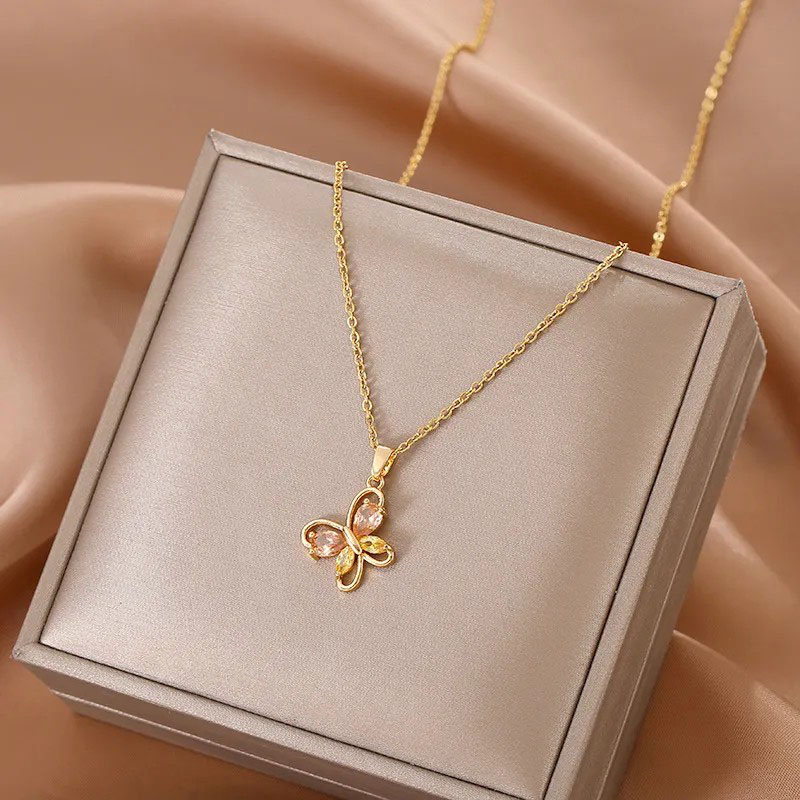 Golden Butterfly, Stainless Steel Necklace