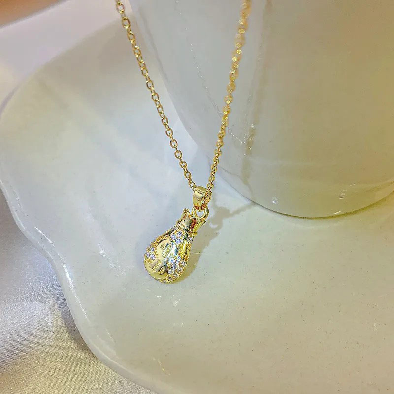 Golden Purse, Stainless Steel Necklace