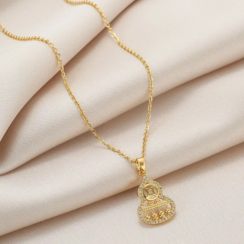 Abacus Gourd, Rhinestone Inlaid Necklace