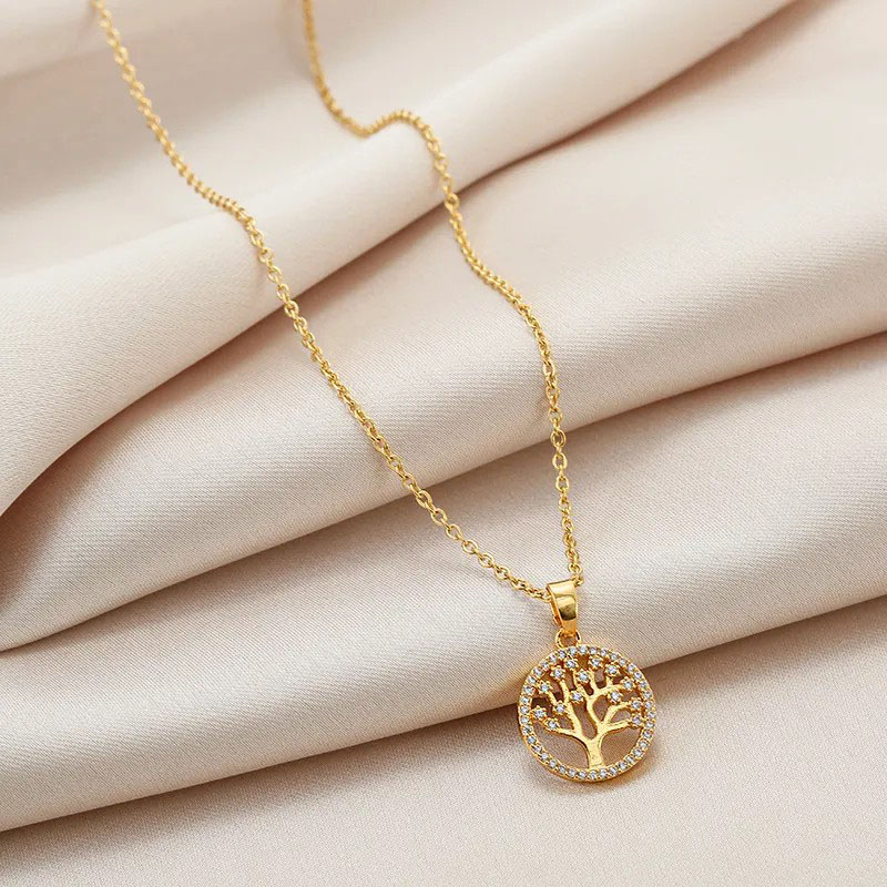 Tree of Life, Round, Stainless Steel Necklace