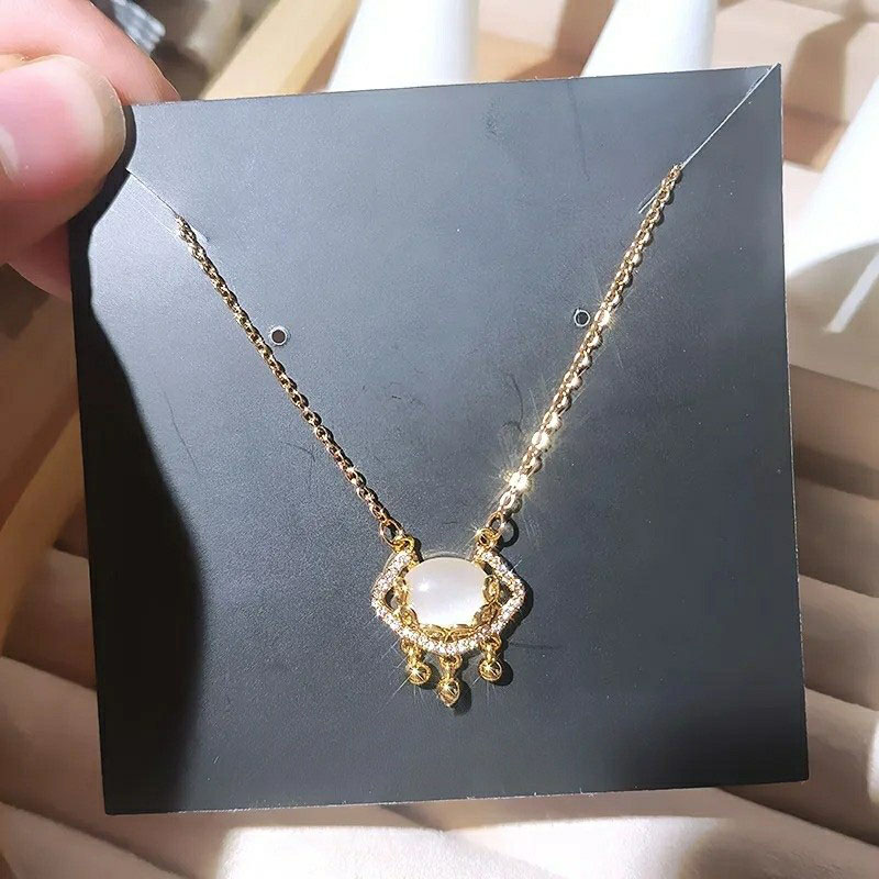 Opal Safety Lock, Stainless Steel Necklace