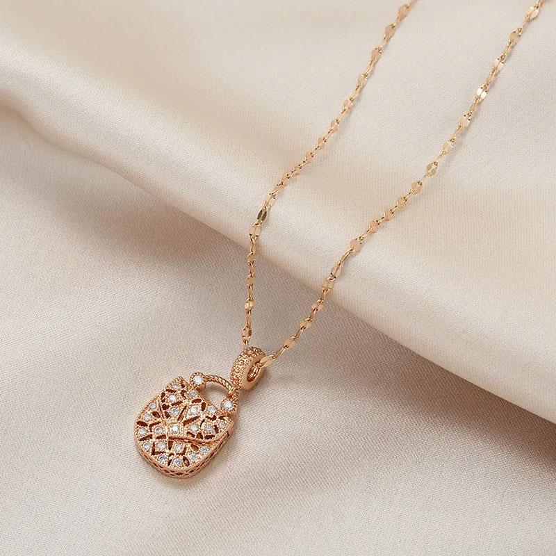Rose Gold, Bag, Stainless Steel Necklace