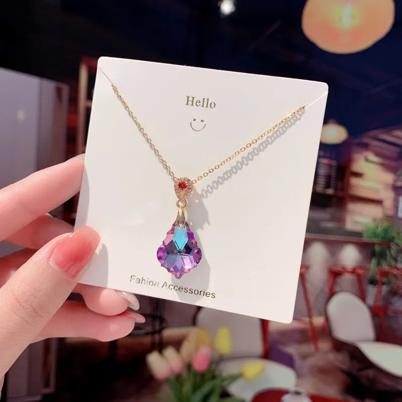 Color Crystal, Stainless Steel Necklace