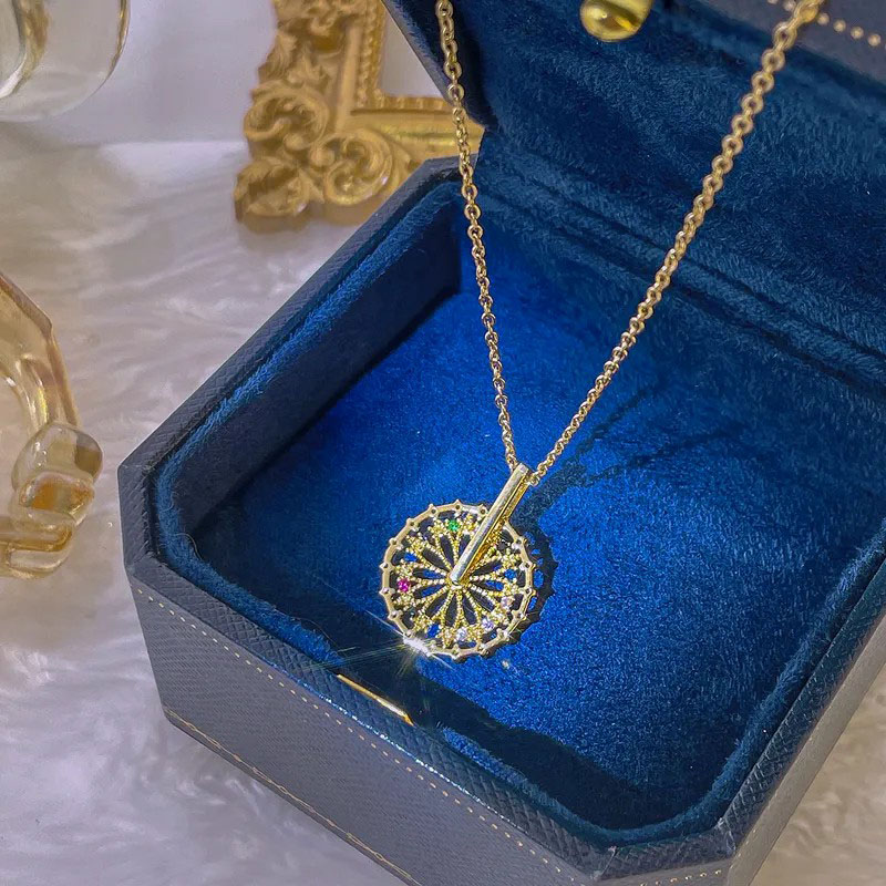 Rotating, Ferris Wheel, Stainless Steel Necklace
