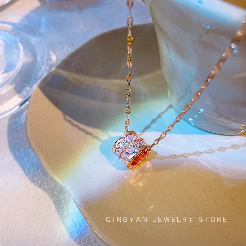 Rose Gold, White, Small Waist, Steel Necklace