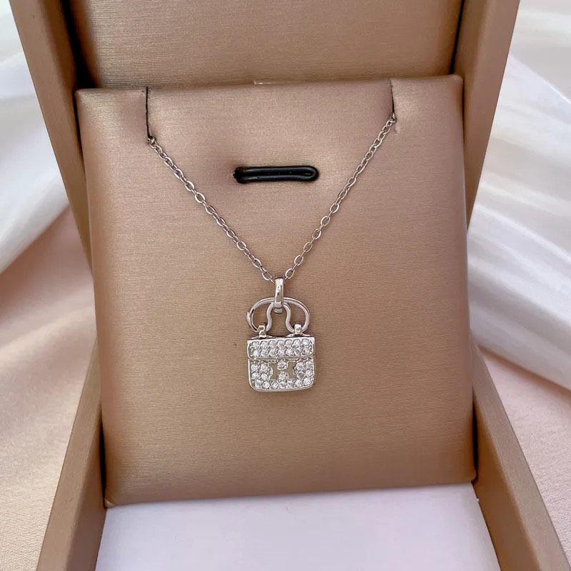 Zircon Bag, Stainless Steel Necklace