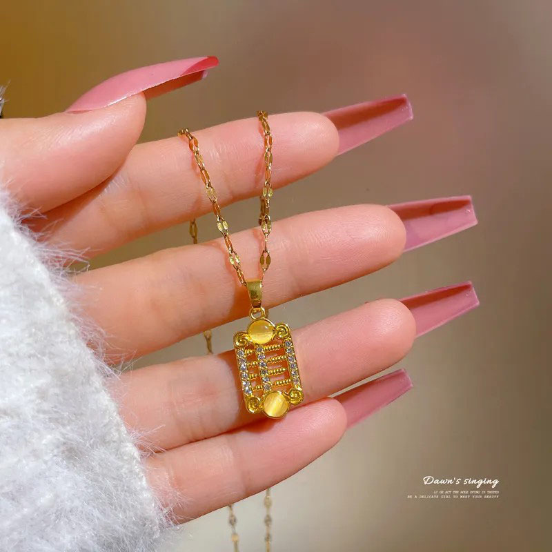 abacus, zircon inlaid, pendent necklace