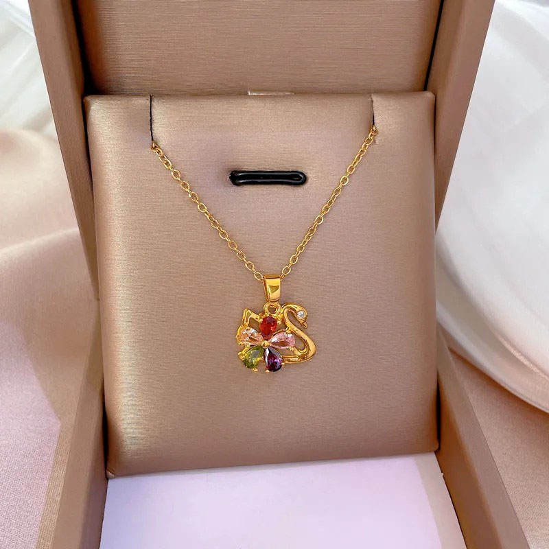 flower swan, 316L pendent necklace