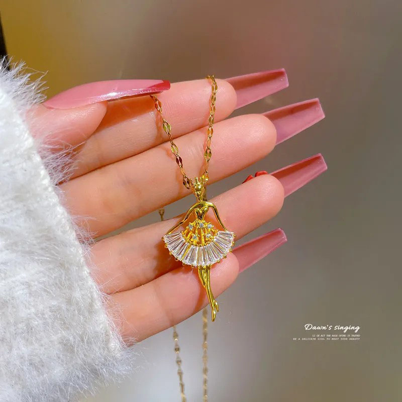 ballerina girl, pendent steel necklace