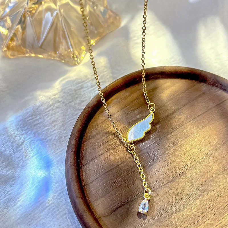 Golden Angel Wings, Stainless Steel Necklace