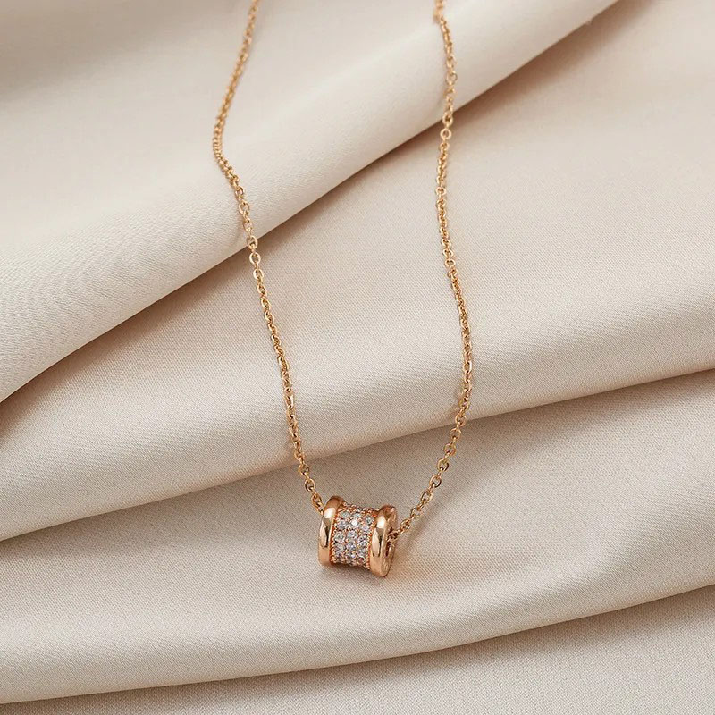 Rose Gold Waist, Full Diamond, Stainless Steel Necklace