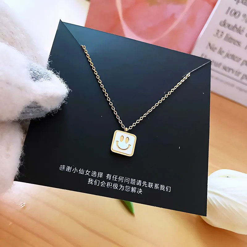 Shell Smiley Face, Stainless Steel Necklace