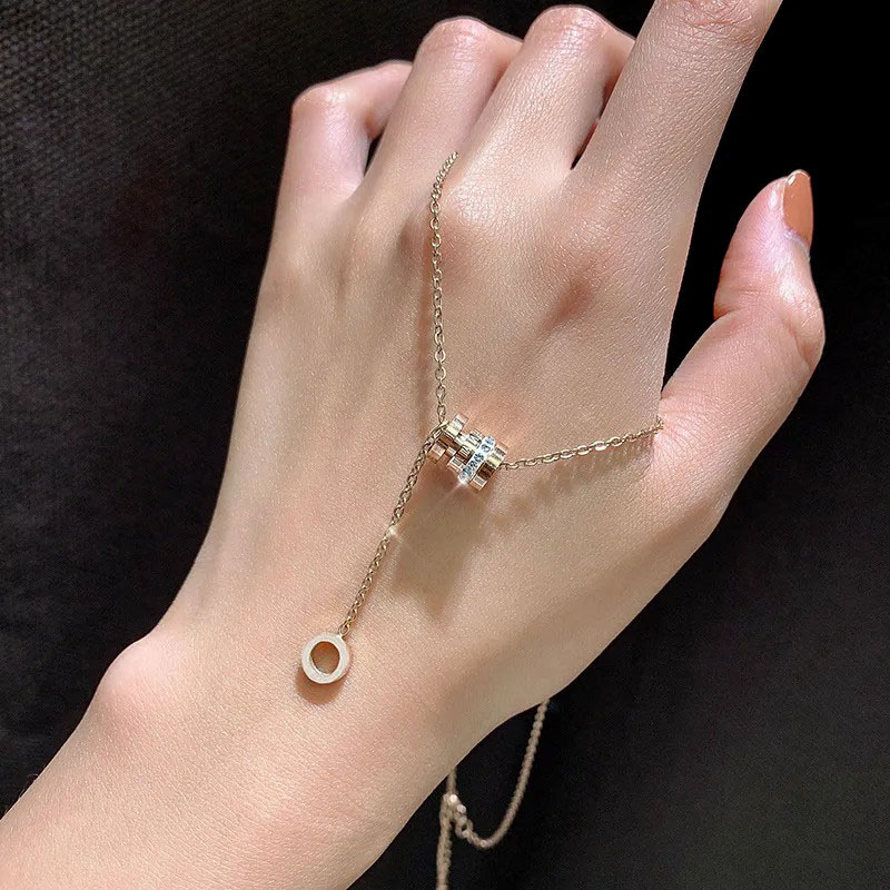 Tassel Waist, Zircon Inlaid, Stainless Steel Necklace
