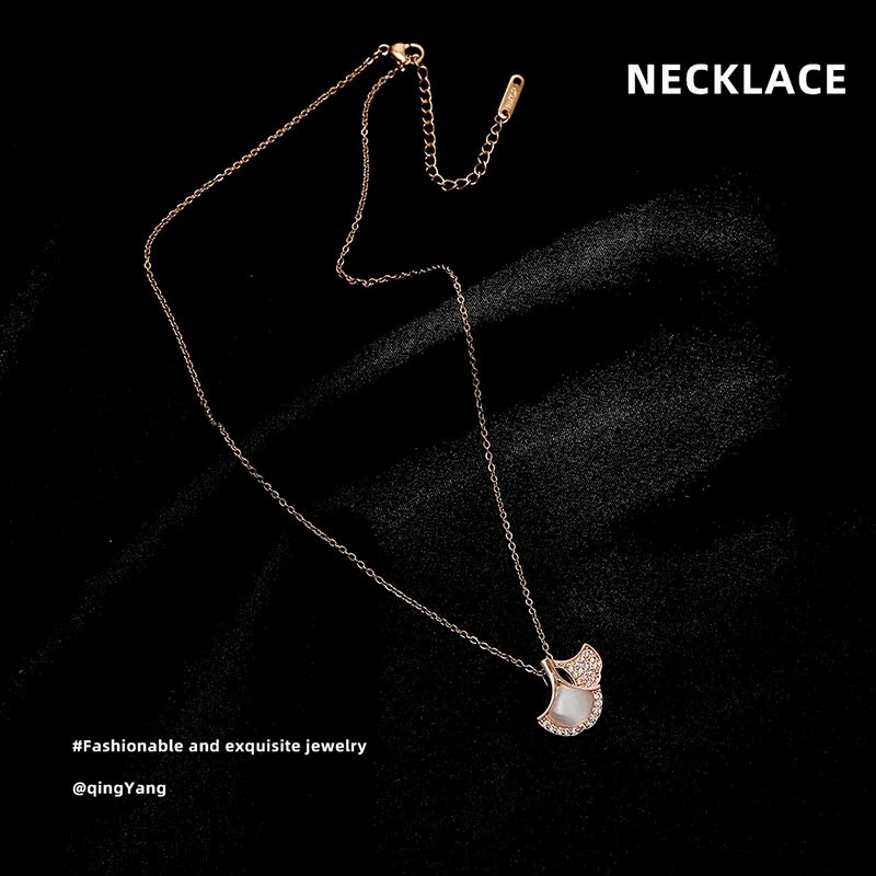 Sansheng Has Apricot, Rose Gold, Steel Necklace