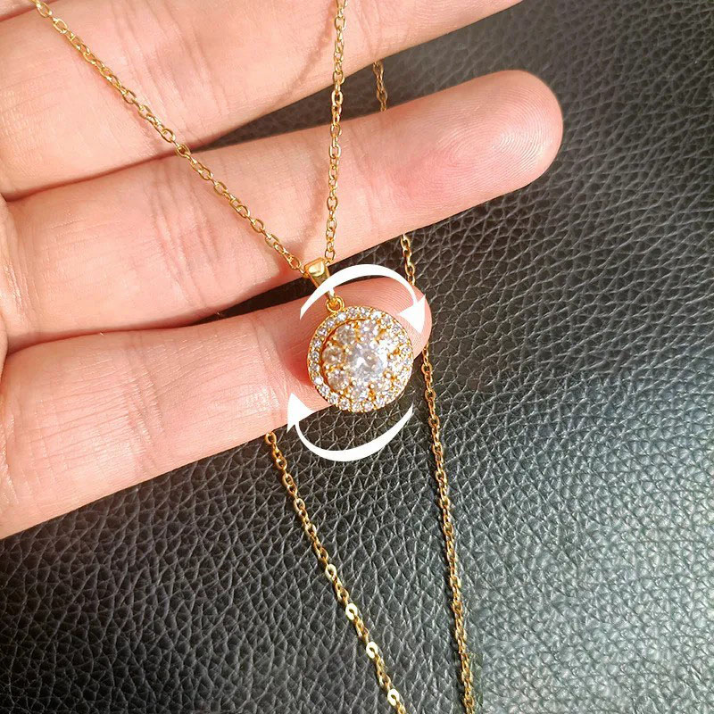 Golden Good Luck Comes, Rotatable Steel Necklace