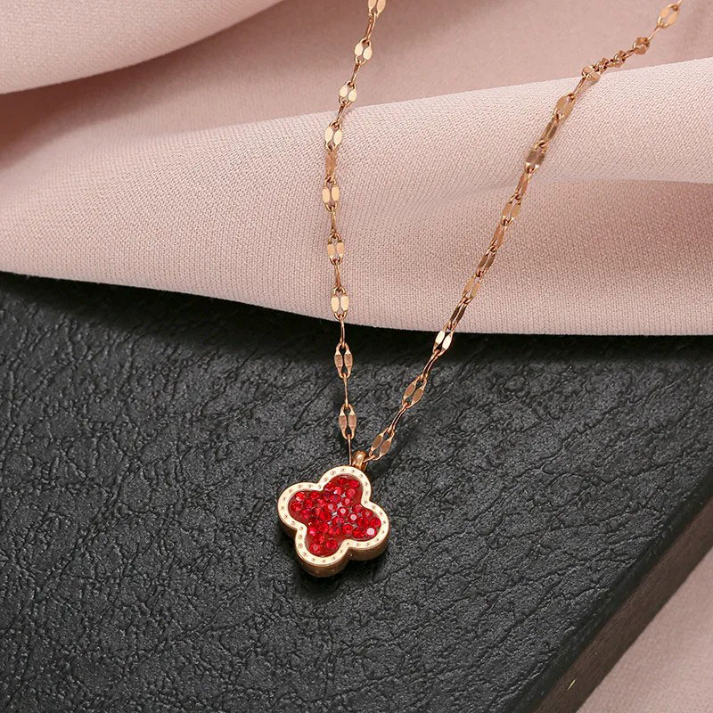 Black And Red, Full Diamond Clover, Lip Chain