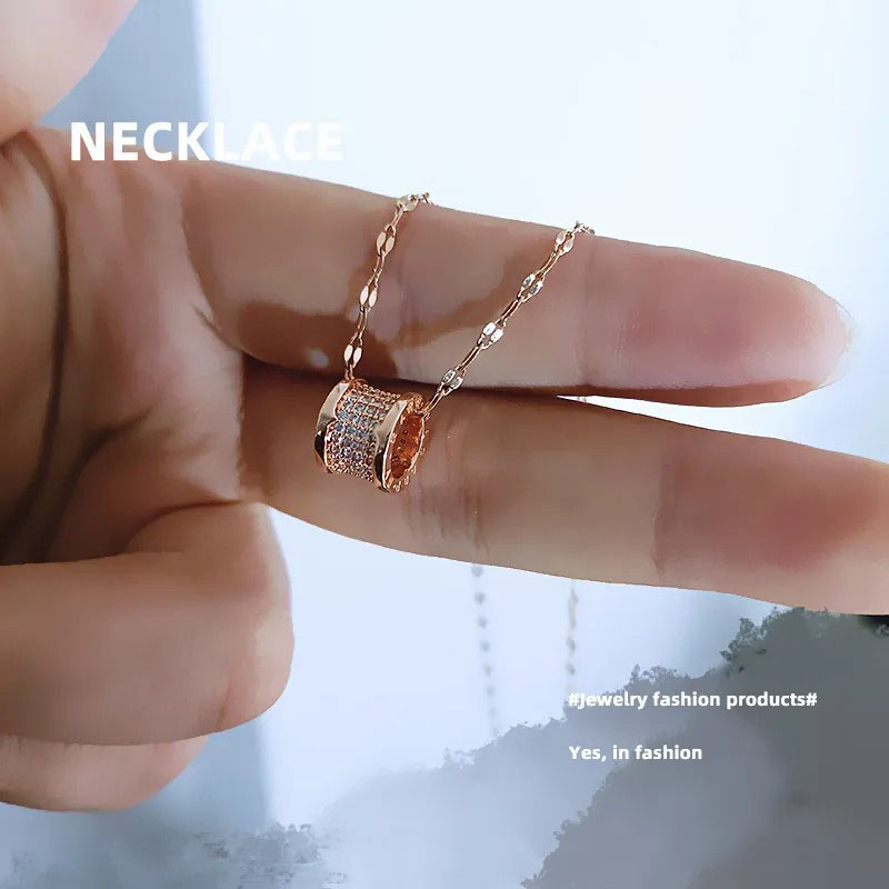 Rose Gold Waist, Zircon Inlaid, Stainless Steel Necklace