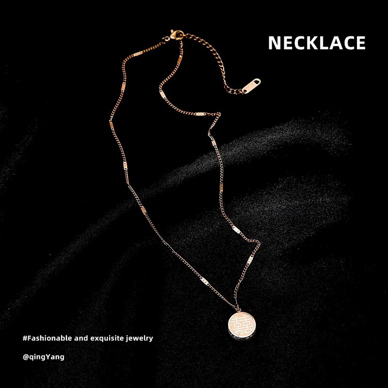 Rose Golden, Fuxi Double-Sided, Pendent Necklace