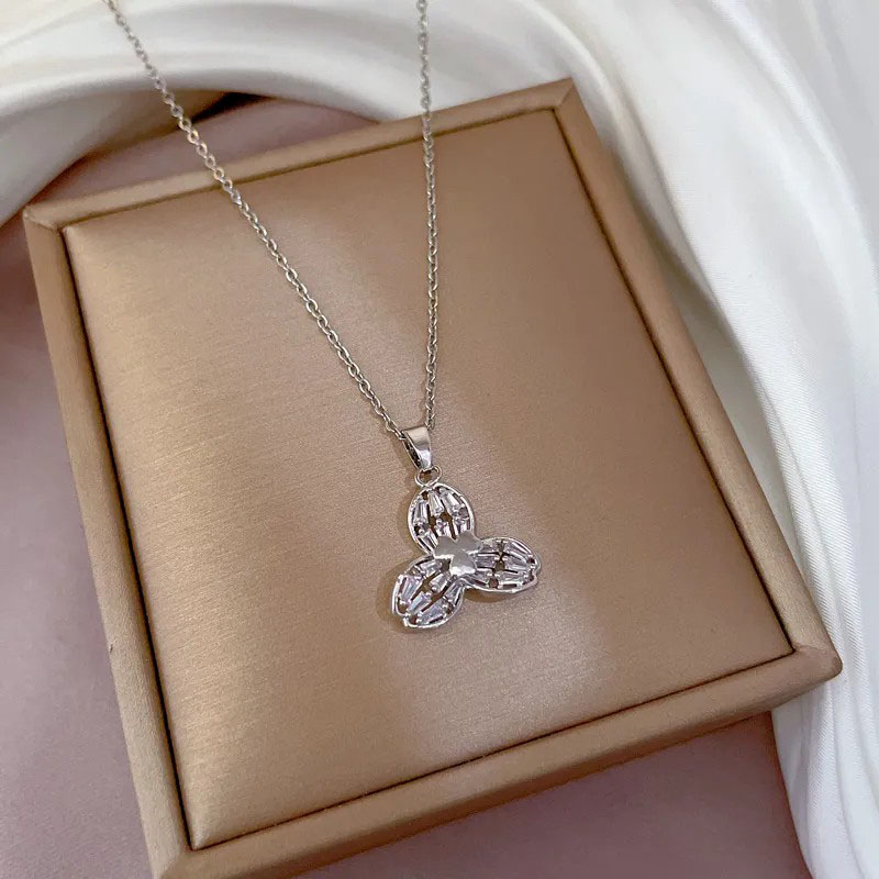 Zircon Inlaid,Titanium Steel Necklace
