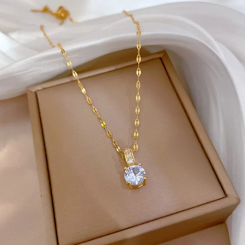 Zircon Inlaid, Titanium Steel Necklace