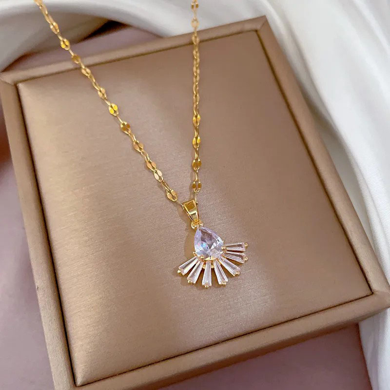 Zircon Inlaid, Titanium Steel Necklace