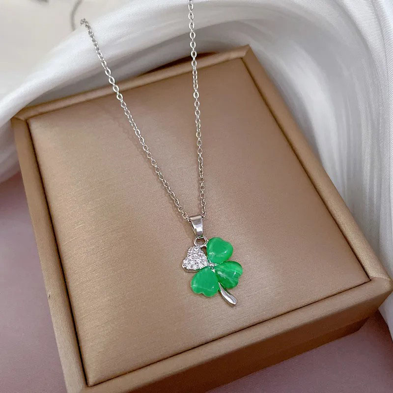 Four- Leaf Clover, Plating Zircon Necklace