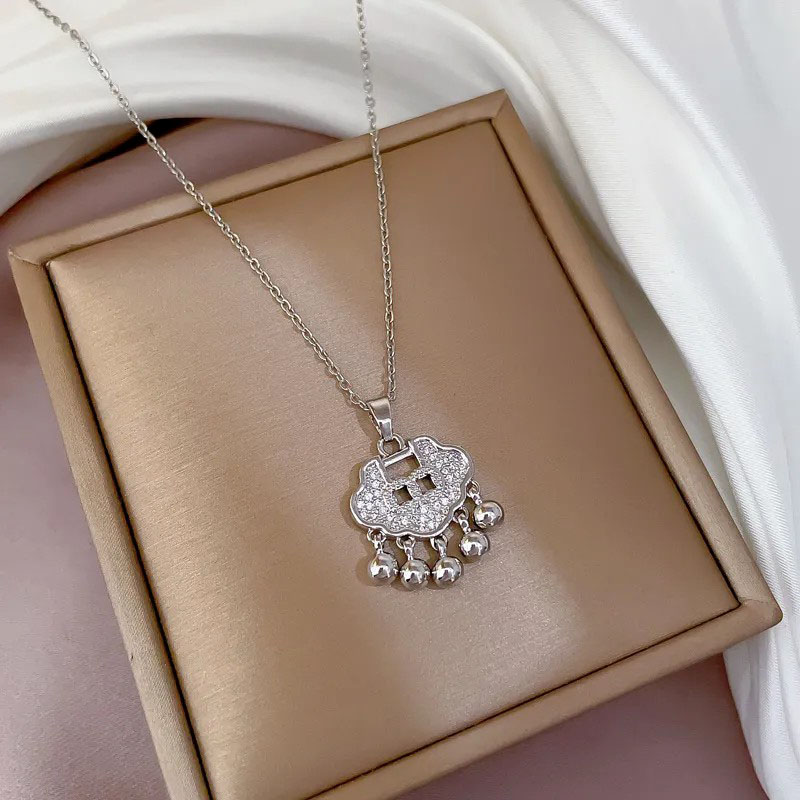 Zircon Pendant,  Stainless Steel Necklace 