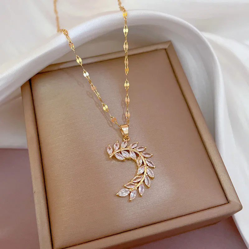 Zircon Inlaid, Titanium Steel Necklace