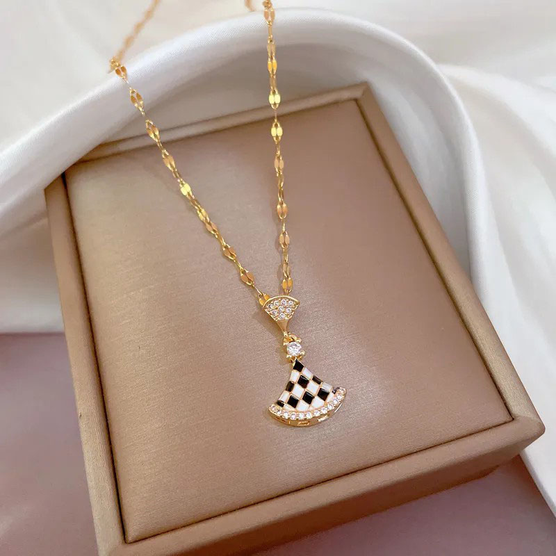 Zircon Inlaid, Titanium Steel Necklace