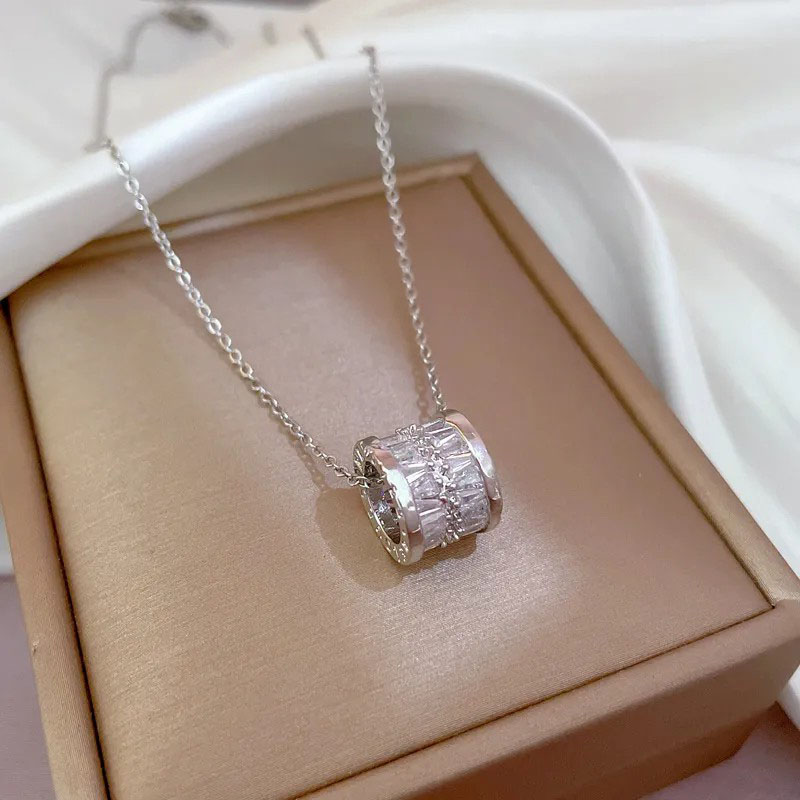 Zircon Inlaid, Titanium Steel Necklace