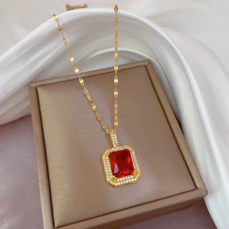 Zircon Inlaid, Titanium Steel Necklace