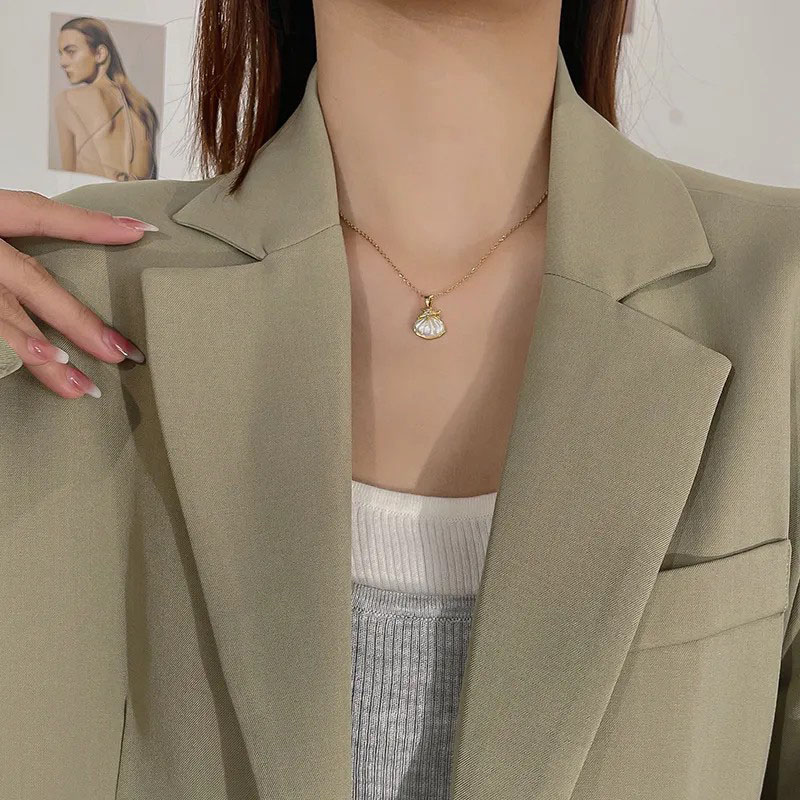 Golden Starfish Shell, Stainless Steel Necklace