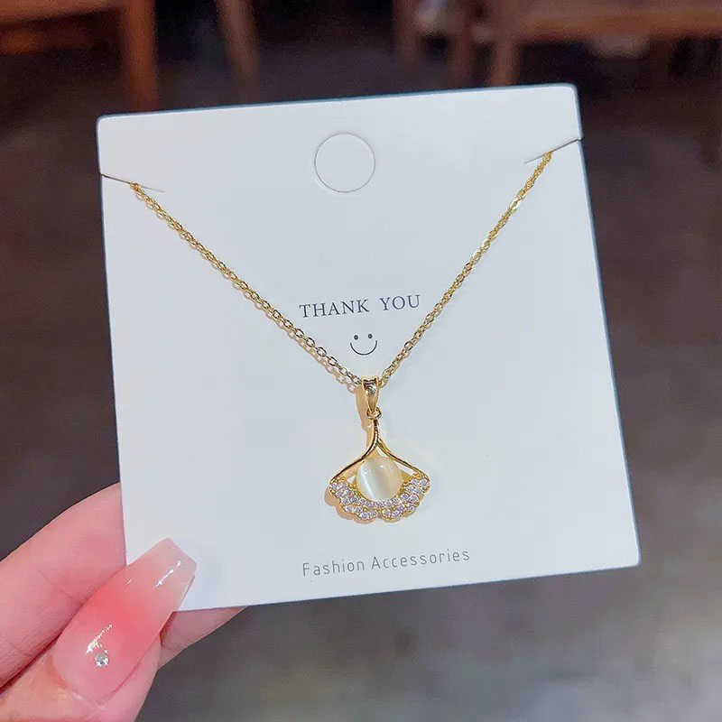 Zircon Inlaid, Stainless Steel Necklace