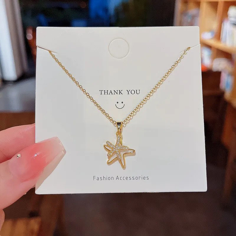 two star pendent, stainless steel necklace