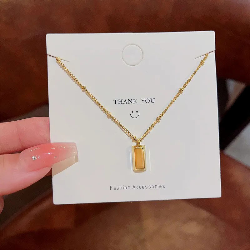 square pendent, stainless steel necklace