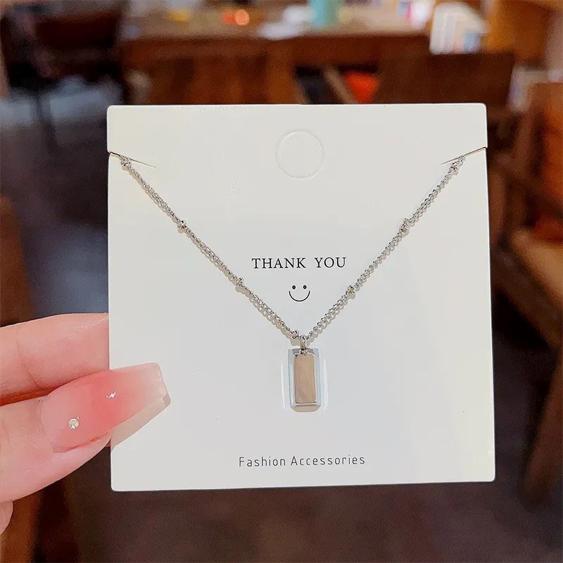 simple square pendent, steel necklace