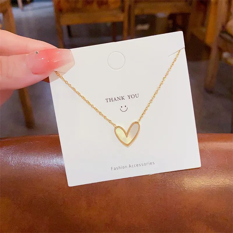 heart shell inlaid, penden necklace