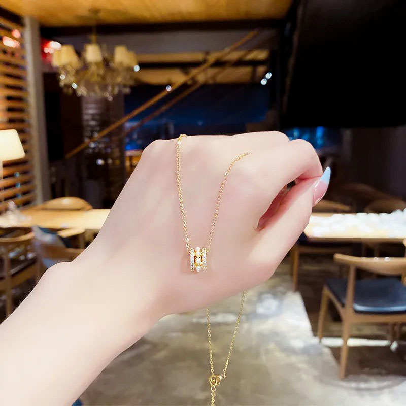 full diamond, geometric, stainless steel necklace