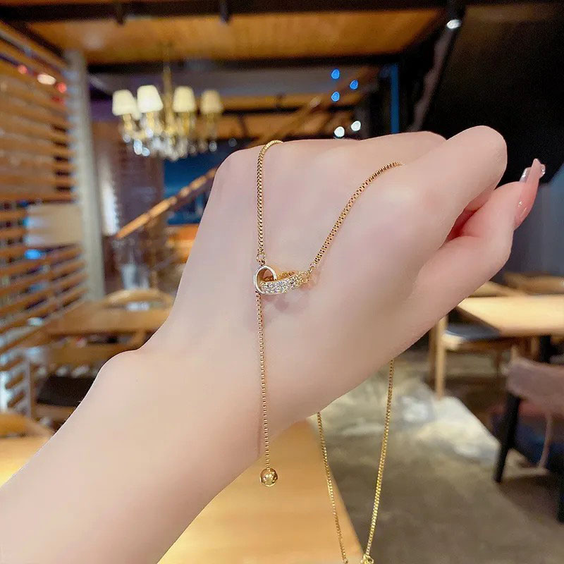 full diamond, geometric, tassel, stainless steel necklace