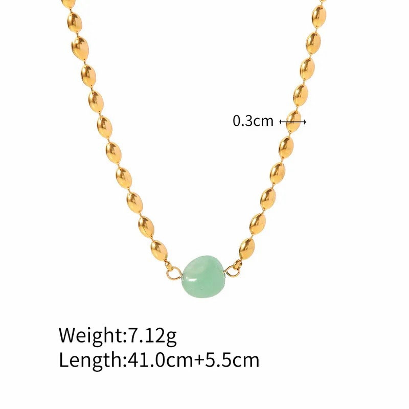 Fashion Geometric Stainless Steel Plating Natural Stone Necklace_colorza_3