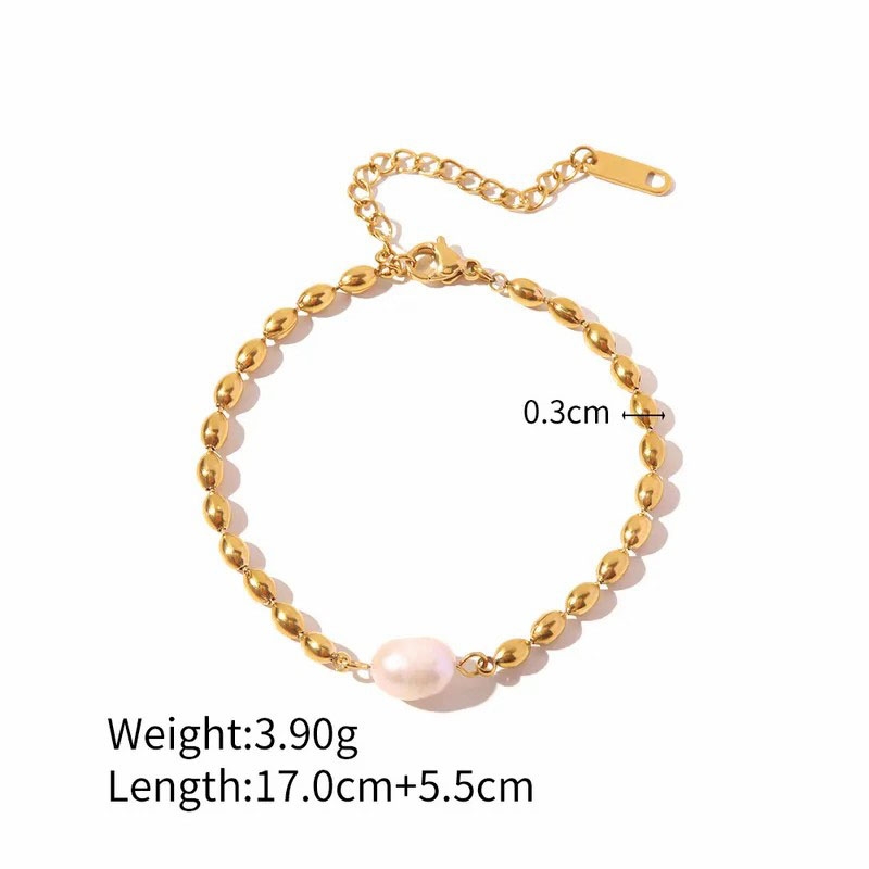 Fashion Geometric Stainless Steel Plating Pearl Necklace_colorza_3