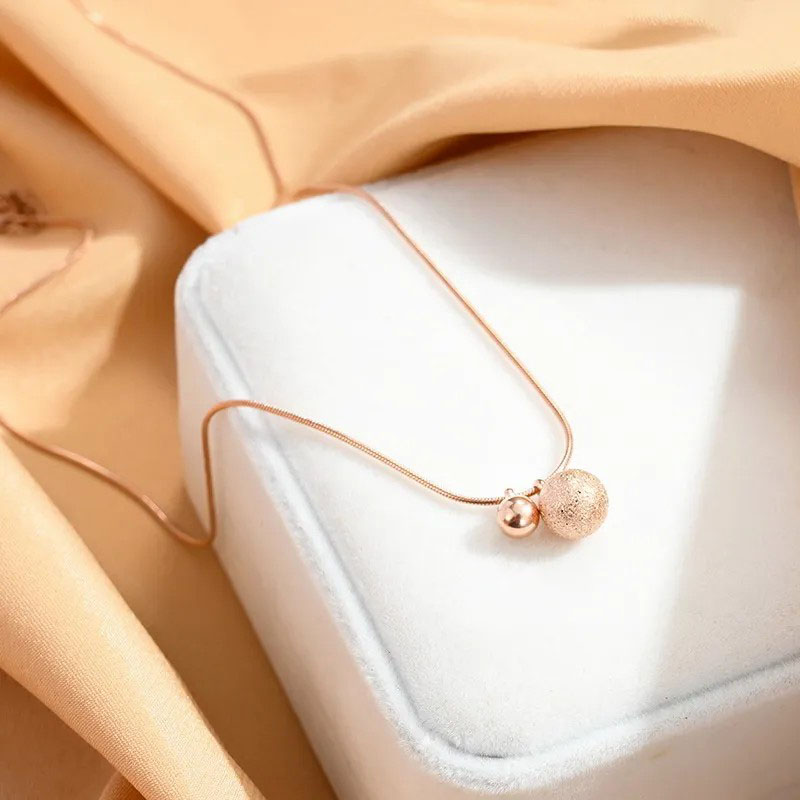 Two Balls Gold, Stainless Steel Necklace