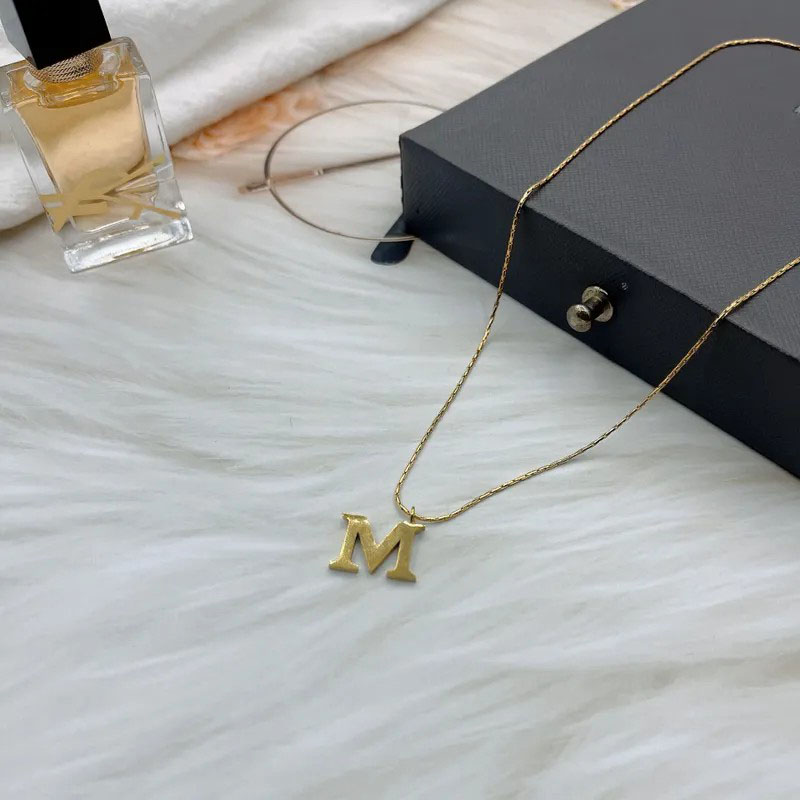  Letter M Gold, Stainless Steel Necklace
